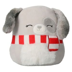 NWOT 7” Ivy the Gray Dog Wearing Winter Scarf Squishmallow — Holiday Collection
